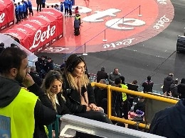 Katia Ancelotti e Barba Petrillo in Tribuna Stampa per 'Quelli che il Calcio' [FOTO]