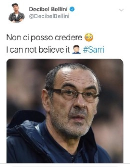 Sarri-Juve, la reazione di Decibel Bellini: Non ci posso credere [FOTO]