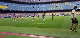 Barcellona-Napoli, in corso il riscaldamento degli azzurri al Camp Nou [VIDEO]